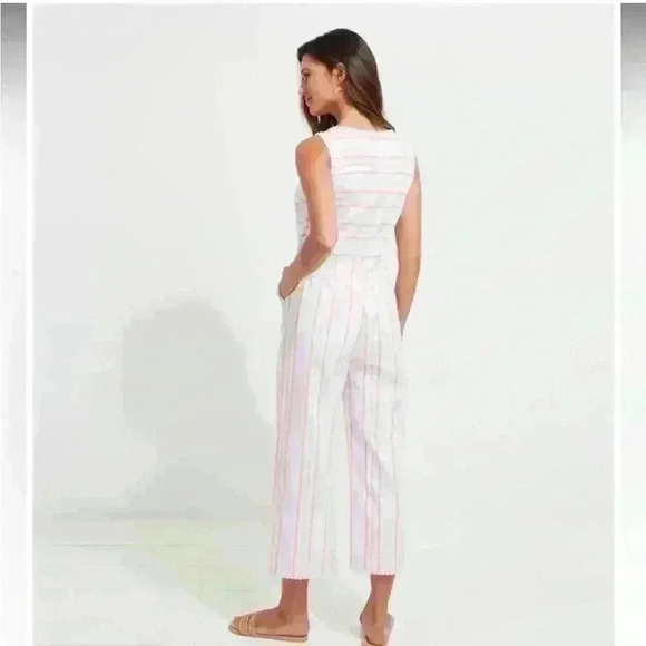VINEYARD VINES Abacos Stripe Tasse Pastel Sleeveless Wide Leg Jumpsuit. Size 12 - Picture 2 of 10